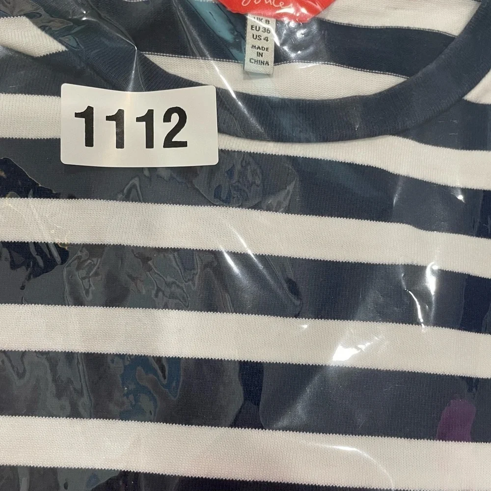 Joules Dress Size 4 Blue White Strip Short Sleeve A Line Jersey Cotton Crew Neck - Picture 5 of 5